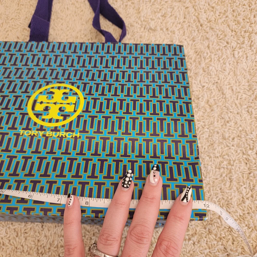 Tory Burch Shopping Bag Teal, Purple, & Neon Yellow Green